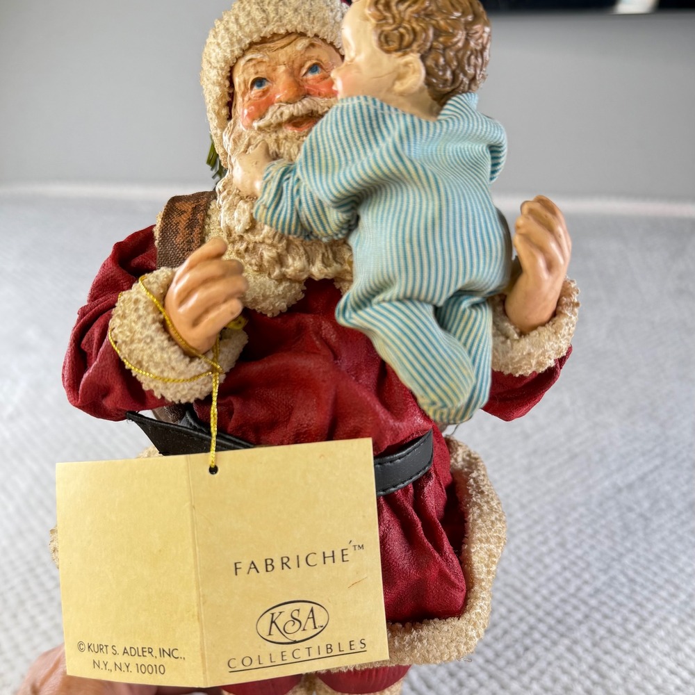 Kurt S Adler "Hugs and Kisses" Fabriche Santa Figurine with Child Collectible